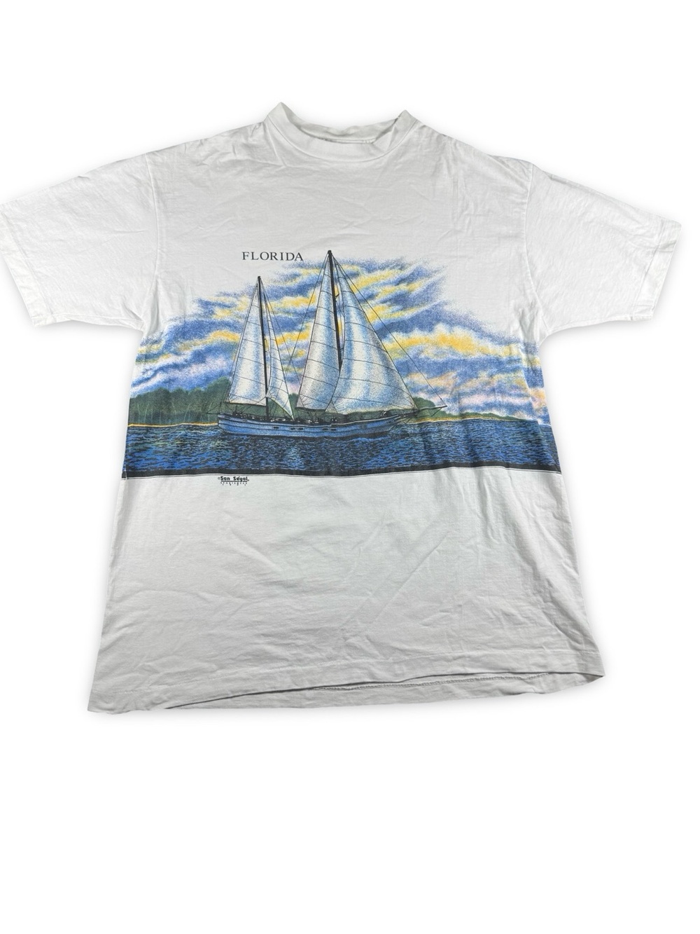 Vintage 1991 San Segal sportswear Florida Sailboat XL Men's T Shirt